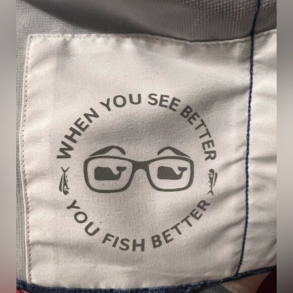 Vineyard Vines Harbor Shirt Navy Palm Print Short Sleeve Button Fishing Size M - Picture 13 of 16